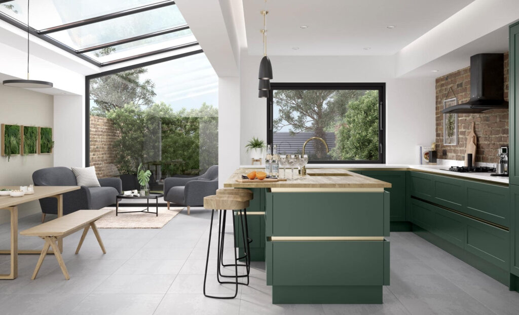 uform kitchen stori modern contemporary clifden handleless heritage green hero 1